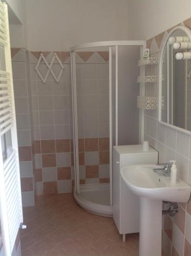 a bathroom with a shower and a sink at Villa Trieste in Albinia
