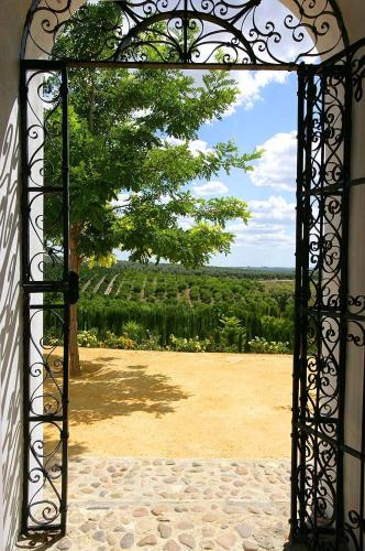 an open gate with a view of a field at Reservaloen Hacienda las Marciagas in Benacazón