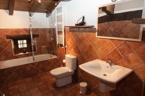 a bathroom with a toilet and a sink at Casa Rural Idiara in Viscarret-Guerendiáin