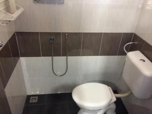 a bathroom with a toilet and a shower at Roomstay Zulmi in Arau