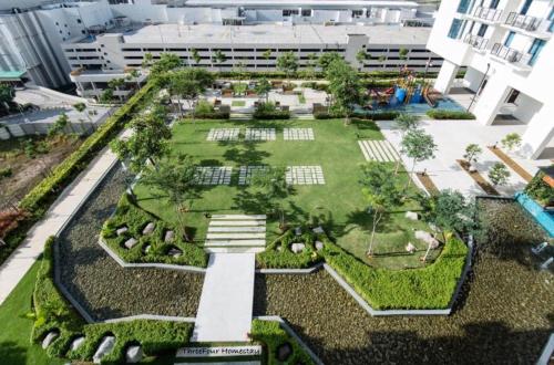 an aerial view of a park in front of a building at Studio Room next to SCCC at Trefoil Setia Alam for 2-4 pax in Setia Alam