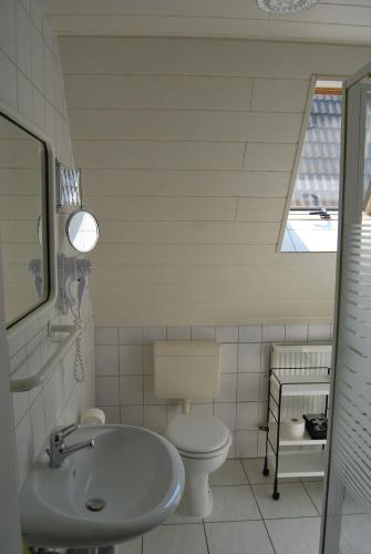 a bathroom with a sink and a toilet at Ferienwohnung-Stricker-Typ-A-Balkon-1-3 in Walkenried