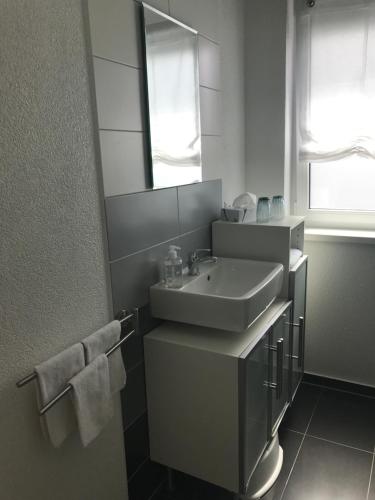a bathroom with a sink and a mirror at Bella Vita in Rust