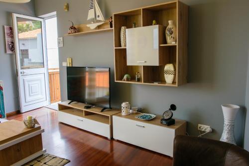ポンタ・デルガダにあるOliveira's Apartments - Madeira Islandのリビングルーム(薄型テレビ付)