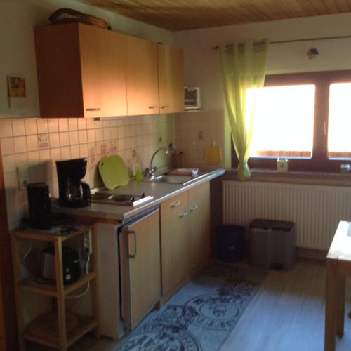 a kitchen with a sink and a counter top at Ferienwohnung Dietlinde in Bad Blankenburg