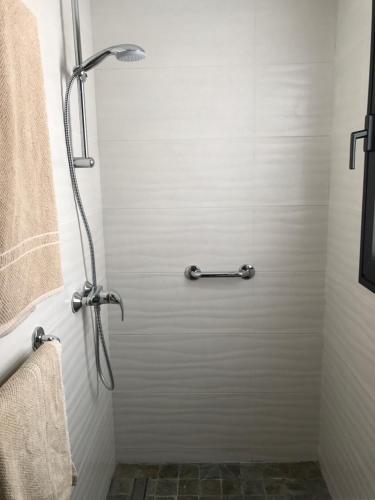 a shower with a white door in a bathroom at Vivienda Vacacional Casa Federico in Corralejo