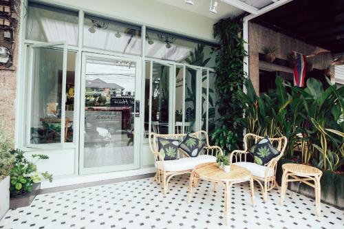 A patio or other outdoor area at J's Cafe and Poshtel