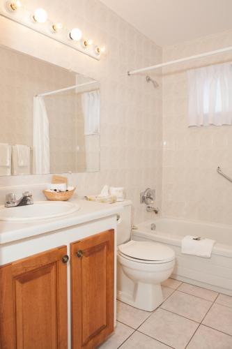 a bathroom with a toilet and a sink and a tub at Brackley Beach Northwinds in Brackley Beach