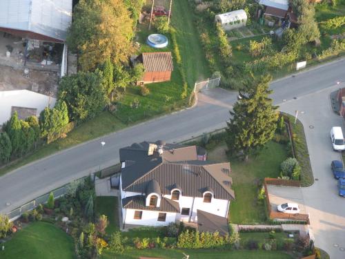 an overhead view of a house with a road at penzion LILIE in Litomyšl