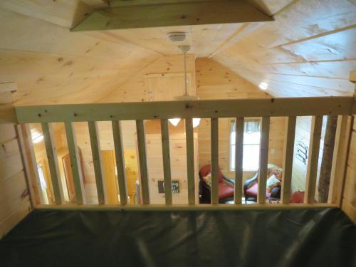 a view of the inside of a tiny house at Okie Dokie Cabins in Tamworth