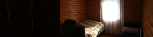 a bedroom with a bed and a window at Sadyba u Gansa in Svityazʼ