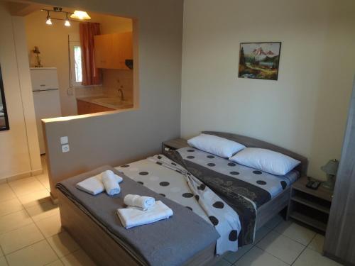 Postel nebo postele na pokoji v ubytování Nostos Apartments