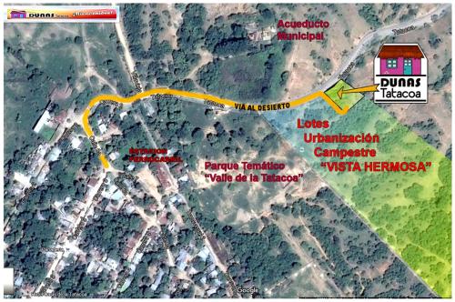 a map of a road with a yellow line at Dunas Tatacoa in Villavieja