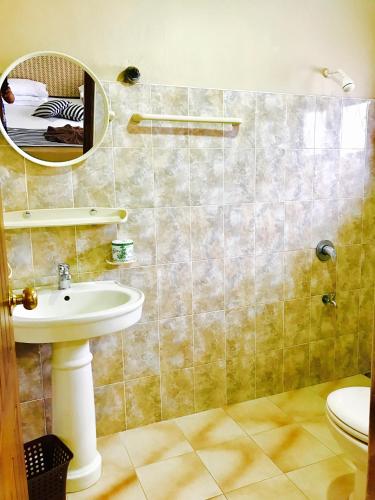 a bathroom with a sink and a mirror at Single Tree Hotel in Nuwara Eliya
