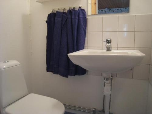 a bathroom with a sink and a toilet at Snäckan in Klintehamn