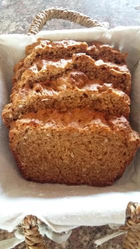 a loaf of bread sitting in a basket at Inishowen Lodge B&B in Moville