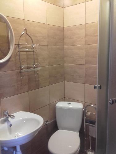 un baño con inodoro y lavabo en Willa u Kasi, en Zakopane