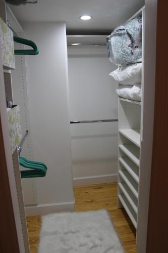 a walk in closet with a door open and a rug at The Shed in Sanford