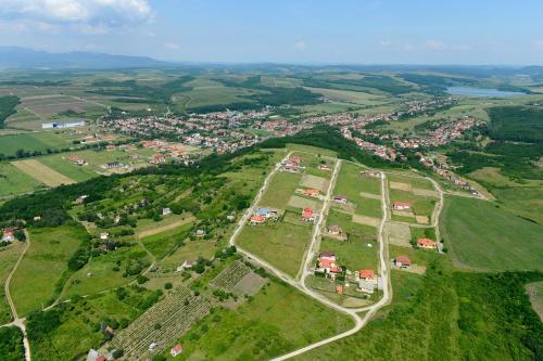 an aerial view of a village in a field at Villa Venezia in Egerszalók