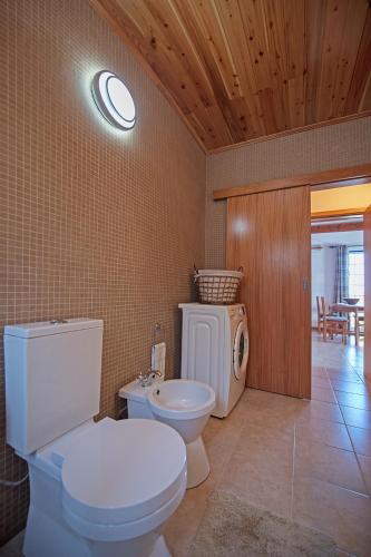 a bathroom with a toilet and a sink in it at Casa do Chafariz (Casas do Capelo) in Varadouro