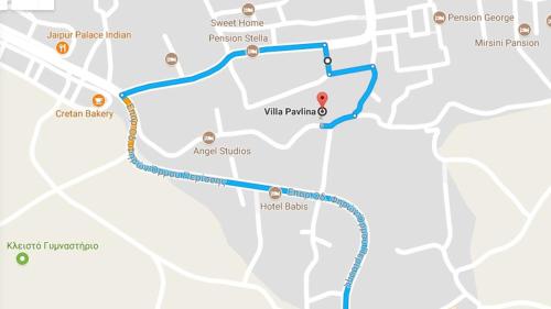 a map of the wine pairing location in dubrovnik at Villa Pavlina in Karterados