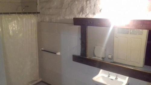 un baño con lavabo y espejo en El Jardin Colonial, en Calilegua