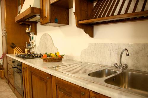 uma cozinha com um lavatório e uma bancada em Agriturismo San Lino-Gilberto em Massa Marittima