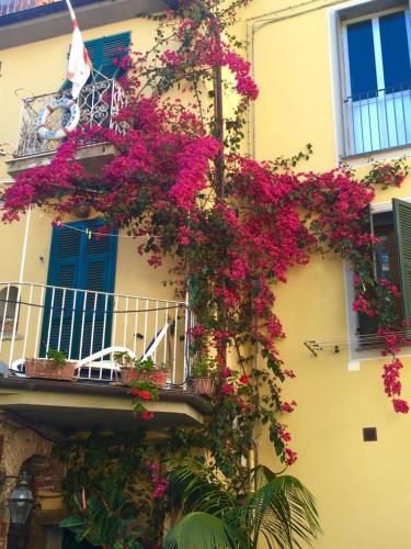 a building with flowers on the side of it at Riomaggiore Appartamenti in Riomaggiore