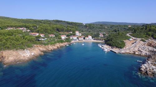 an aerial view of a body of water at Thalia Traditional Guest House in Promírion
