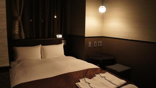 a hotel room with a bed and a chair at Hotel SUI Ginza Kyobashi by ABEST in Tokyo