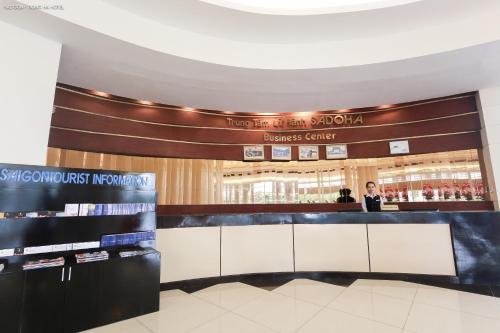 a lobby of a bar in a shopping mall at Sai Gon Dong Ha Hotel - a member of Saigontourist Group in Quảng Trị