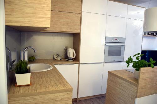 Η κουζίνα ή μικρή κουζίνα στο Apartament Zawiszy Czarnego 10
