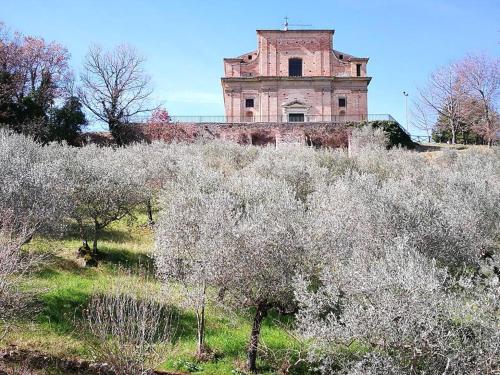 an old building sitting on top of a hill with trees at Agriturismo Etico Le Grazie in Bevagna