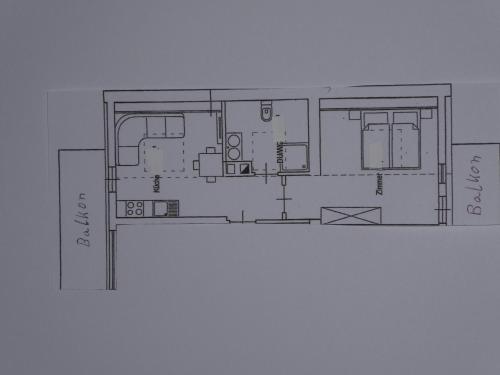 a drawing of a floor plan of a room at Pension Baumgarten in Naturno