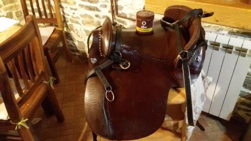 a brown bag sitting on top of a table at Guest House Glogovac in Kamenica