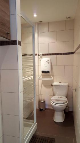 La salle de bains est pourvue de toilettes et d'une douche à l'italienne. dans l'établissement Cannes,croisette,palais des festivals,plages, à Cannes