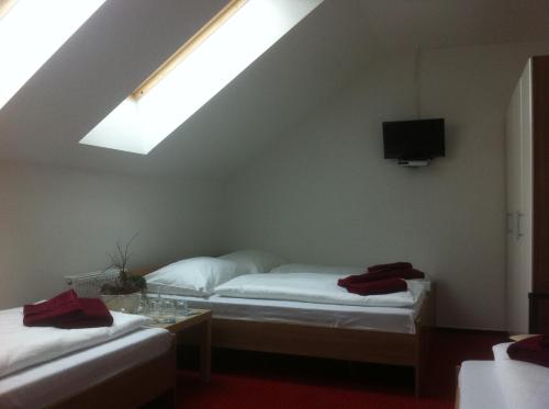 Cama o camas de una habitación en Hotel Krušnohorský Dvůr