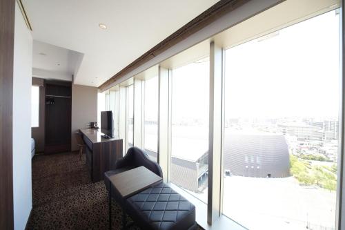 a hotel room with a view of a city at Piazza Hotel Nara in Nara