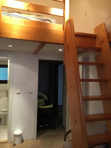 Letto a castello in camera con scala di Privát Welcome a Rokytnice nad Jizerou