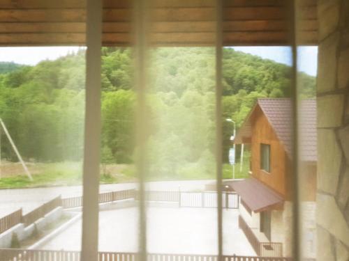 a view from the window of a building at Crystal Town House in Bakuriani