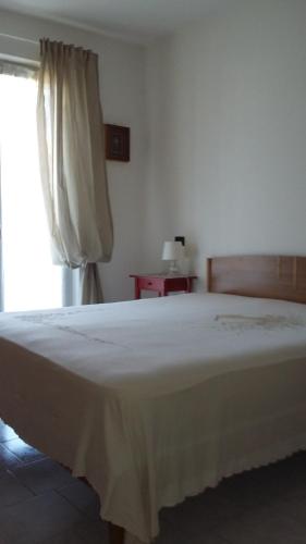 マリーナ・ディ・マッサにあるAppartamento da Annaのベッドルーム(大きな白いベッド1台、窓付)