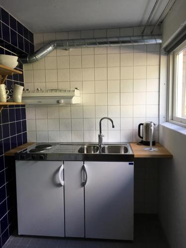 a kitchen with a sink and a counter top at Topperyd Bed & Breakfast in Nässjö