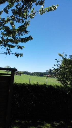 リンダウにあるHaus Schmidの塀と木の畑の眺め