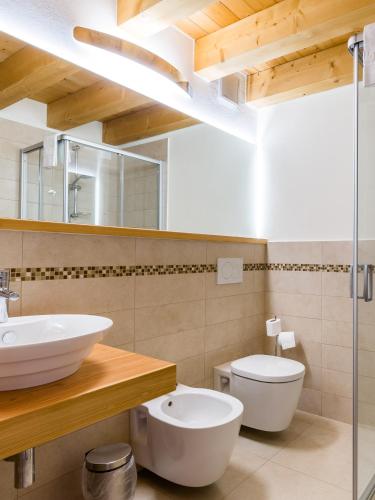 a bathroom with a sink and a toilet at Tenuta Sant'Eufemia in San Pietro di Feletto