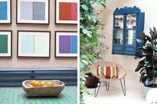 two pictures of a building with a window and a bowl of fruit at Hotel Ayllon in Ayllón
