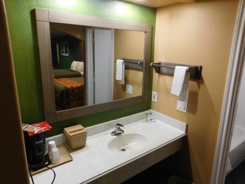 een badkamer met een wastafel en een spiegel bij Regency Inn & Suites Beaumont in Beaumont