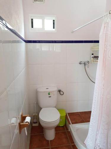 a bathroom with a toilet and a bath tub at Villa del Este in Motril