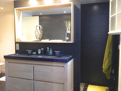 a bathroom with a sink and a mirror at Santa Rosa in Les Issambres