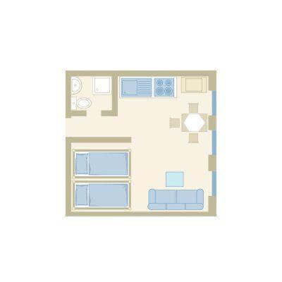 a floor plan of a house isolated on a white background at Buedlfarm-West in Sahrensdorf