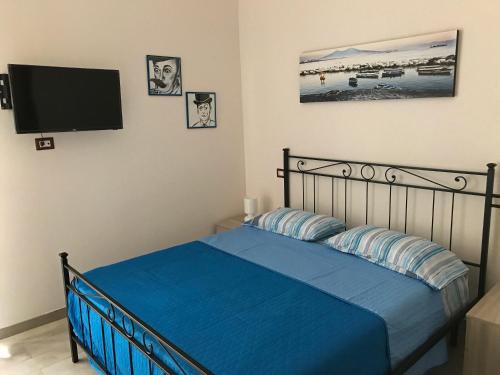 ナポリにあるCasa Fedoraのベッドルーム(ベッド1台、薄型テレビ付)